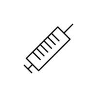 Syringe Vector Line Sign. Suitable for books, stores, shops. Editable stroke in minimalistic outline style. Symbol for design