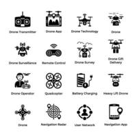 Bundle of Quadcopter Technology Glyph Conceptual Icons vector