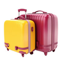 Yellow and pink suitcases isolated png