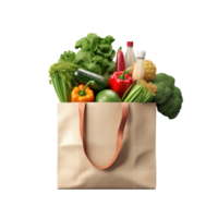 Shopping bag with groceries isolated png