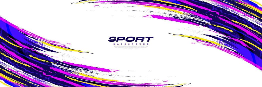 fondo de pincel abstracto y colorido con efecto de trama de semitonos. ilustración de trazo de pincel para pancarta, afiche o fondo deportivo. elementos de rayado y textura para el diseño vector