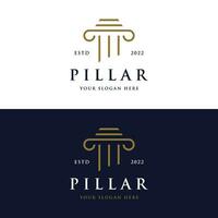 pilar logo diseño para abogados con un lujoso y moderno edificio columna concepto. vector