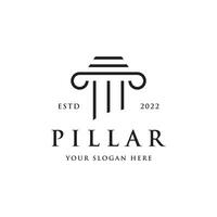 pilar logo diseño para abogados con un lujoso y moderno edificio columna concepto. vector