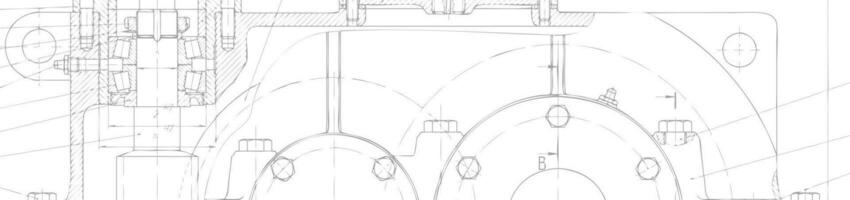 Technical drawing of the reducer on white paper banner vector