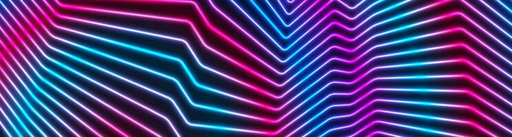 Blue purple neon glowing curved lines abstract background vector