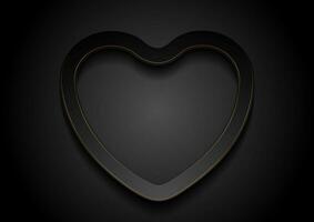 Black heart with golden outlines abstract background vector