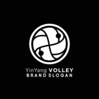 yin yang voleo pelota logo con creativo único diseño prima vector