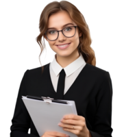 Smiling confident caucasian young businesswoman isolated png