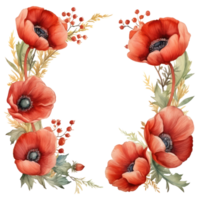 Watercolor poppy flowers background png