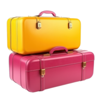 Yellow and pink suitcases isolated png