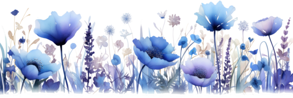 waterverf blauw bloemen png