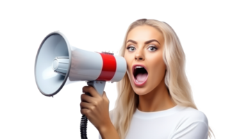 Girl with megaphone isolated png