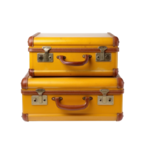 Retro yellow suitcases isolated png