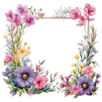 cadre floral aquarelle png