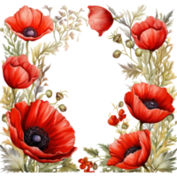 Watercolor poppy flowers background png