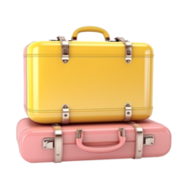 Yellow and pink suitcases isolated png