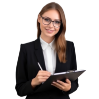 Smiling confident caucasian young businesswoman isolated png