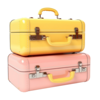 Yellow and pink suitcases isolated png