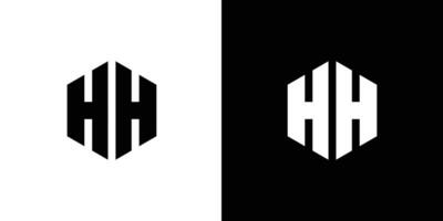 Letter H H polygon, Hexagonal minimal and professional logo design on black and white background vector