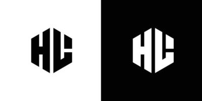 Letter H L polygon, Hexagonal minimal and professional logo design on black and white background vector