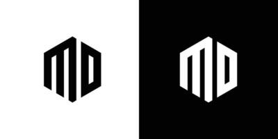 letra metro re polígono, hexagonal mínimo y de moda profesional logo diseño en negro y blanco antecedentes vector