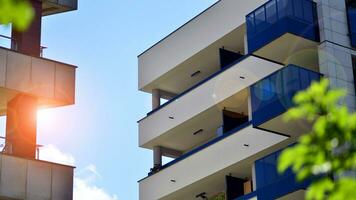 Eco architecture. Green tree and apartment building. The harmony of nature and modernity. photo