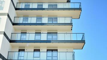 Modern elements in  contemporary  architecture.. Architectural details of a modern apartment building. photo