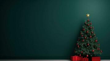 Green wallpaper with Christmas tree photo