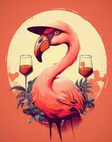 Pink flamingo poster photo