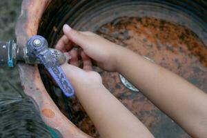 Children's hands. Wash your hands to prevent germs. photo