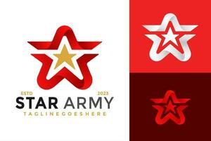Letter A Star Army logo design vector symbol icon illustration