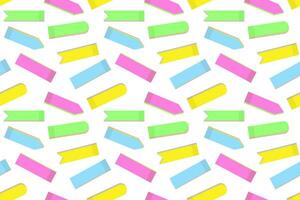 Seamless pattern of abstract colorful office paper note stickers of various shapes in trendy colors vector