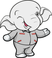 schattig olifant monteur arbeider mascotte tekenfilm karakter png