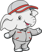 cute elephant mechanic worker mascot cartoon character png