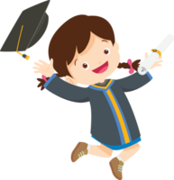 mignonne diplômé élèves dans diplômé éducation avec chapeau diplôme ,certificat dessin animé png