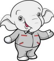 mignonne l'éléphant mécanicien ouvrier mascotte dessin animé personnage png