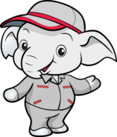 cute elephant mechanic worker mascot cartoon character png