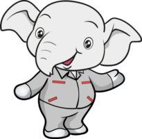 cute elephant mechanic worker mascot cartoon character png