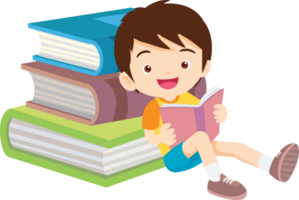 niños leyendo libros png