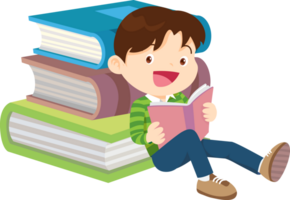 niños leyendo libros png