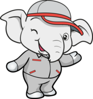 cute elephant mechanic worker mascot cartoon character png