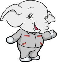 cute elephant mechanic worker mascot cartoon character png