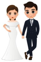 mariage invitation carte le la mariée et jeune marié mignonne couple dessin animé personnage png
