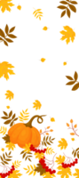 otoño vertical bandera con calabaza png