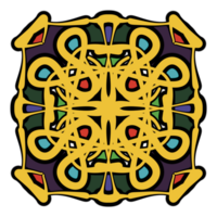 senza soluzione di continuità trafori piastrella mehndi design. etnico ornamento, colorato scarabocchio simmetria struttura. popolare tradizionale spirituale tribale design. curvo scarabocchiare motivo. colore arte. png