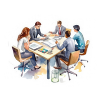 people are sitting around a table project management discussions professional profitability . AI Generated png