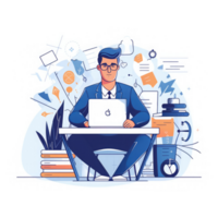 il Amministratore delegato maniglie multiplo progetti e compiti contemporaneamente . ai generato png