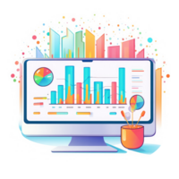 computer screen with graphs and charts showing positive results . AI Generated png