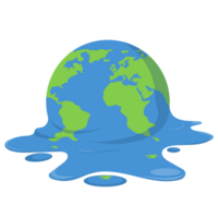 globale Erwärmung, Klimawandel - Weltillustration, grafische Illustration einer schmelzenden Erde. png