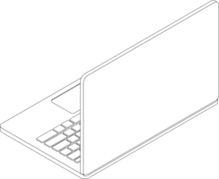 Isometric outline laptops png
